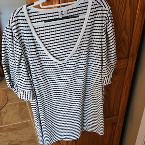 Cato Striped Black and White Women's Top. Worn Once.  Size 26/28.  Short Sleeve.